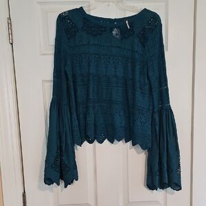 Free People Knit Sweater With Fantasy Bell Sleeves